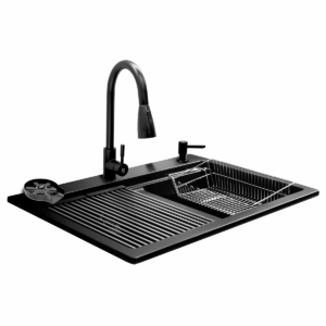 KELEGO 4 BLACK Tarja de Cuarzo equipada, con monomando