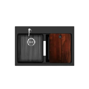 Tarja KQD3322A-BL Cuarzo equipada doble tina color negro