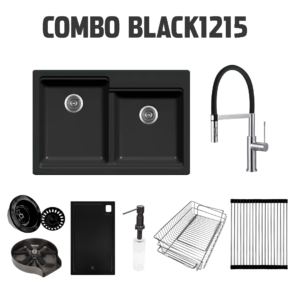 COMBO BK1215 Tarja Cuarzo equipada, monomando y Glass Rinser