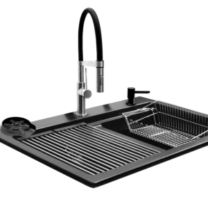 COMBO BLACK1215 Tarja Cuarzo equipada, monomando y Glass Rinser