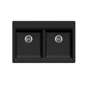 Tarja KQDB3322A-BL Cuarzo equipada doble tina color negro
