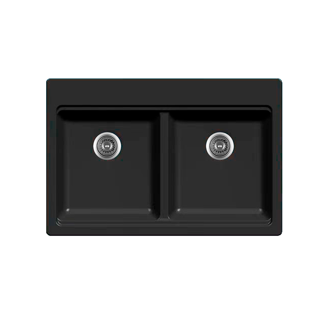 Tarja KQDB3322A-BL Cuarzo equipada doble tina color negro
