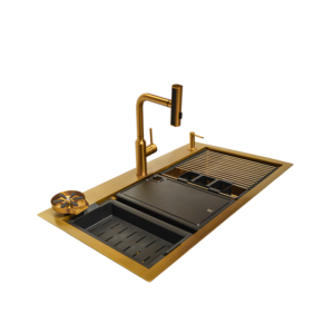 Workstation KWS0211-GD Tarja cuadra equipada color Dorado doble tina